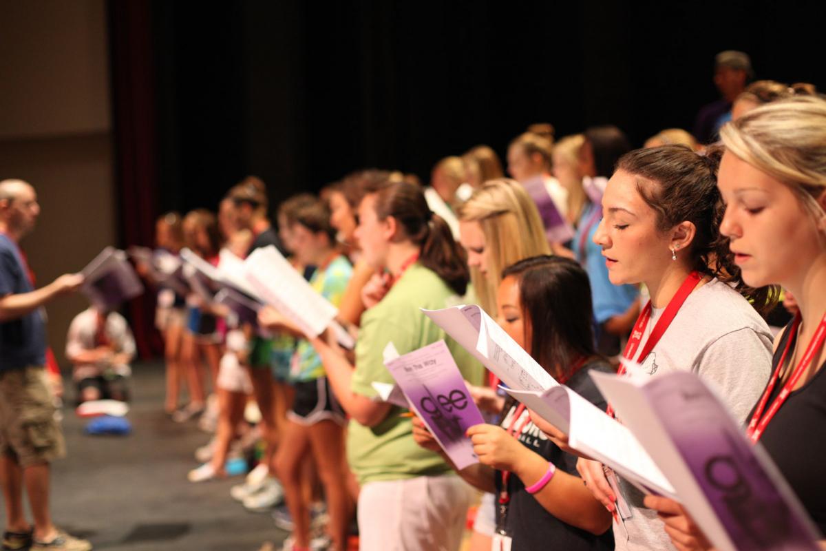 Photo of show choir camp rehearsals in Kimball Hall